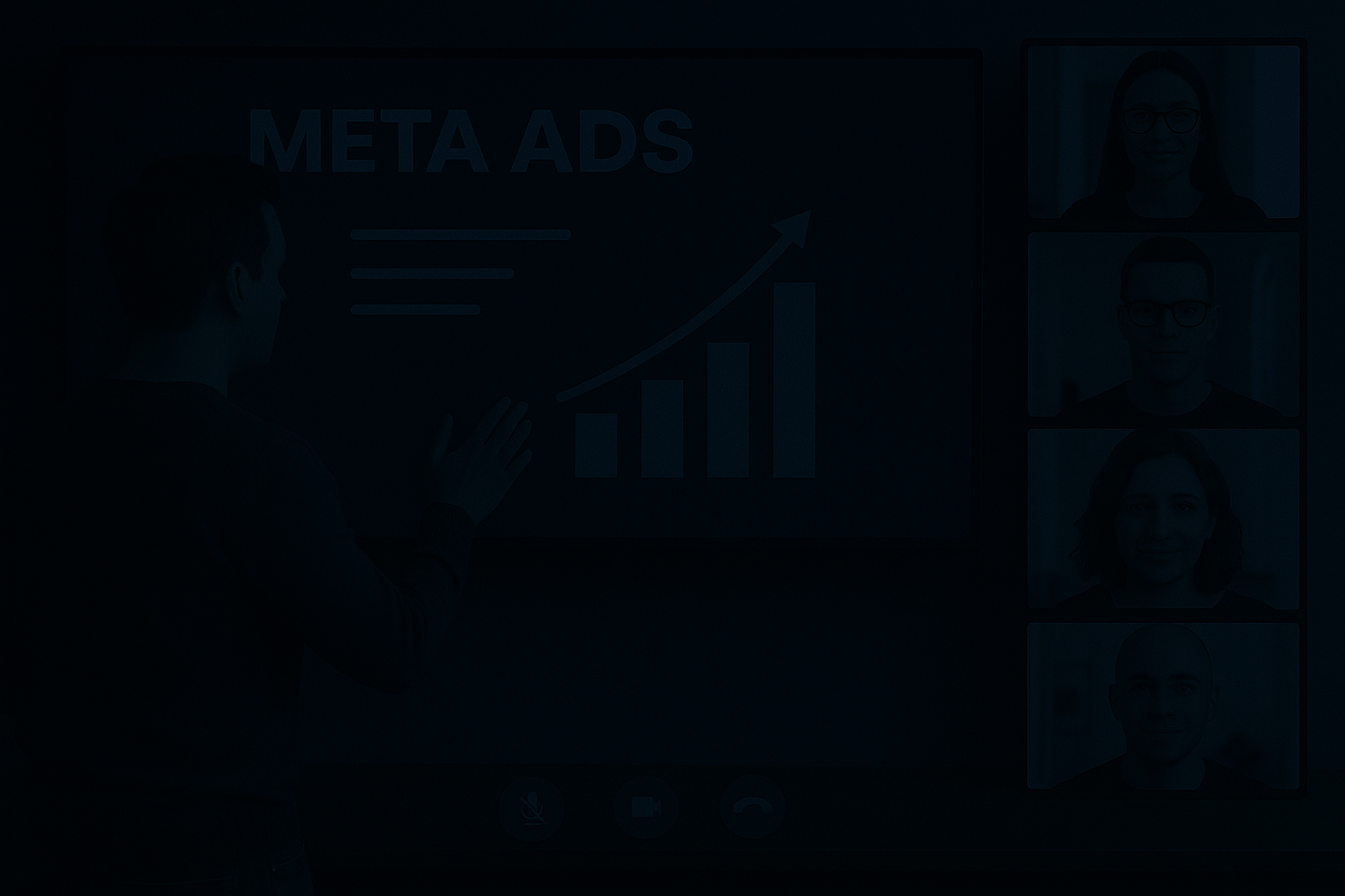 Fondo con elementos gráficos de Meta Ads